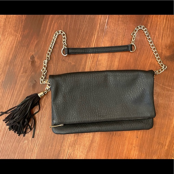 Express Black with gold strap clutch purse